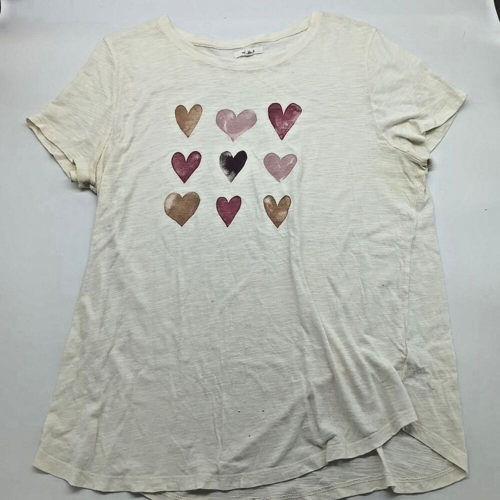 Maurices Valentines Size XL Red Hearts Accent Print Pullover Top  Tee T-shirt